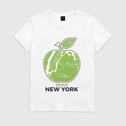 Футболка хлопковая женская Сity of New York, цвет: белый