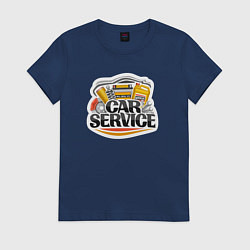 Футболка хлопковая женская Сервис для автомобилей, цвет: тёмно-синий