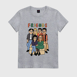 Футболка хлопковая женская Друзья вместе, цвет: меланж