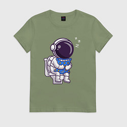 Футболка хлопковая женская Космонавт заснул, цвет: авокадо