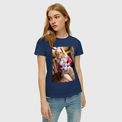 Футболка хлопковая женская Марин Китагава в откровенном наряде кролика-горнич, цвет: тёмно-синий — фото 2