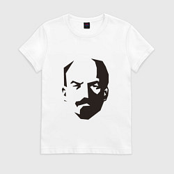 Футболка хлопковая женская Владимир Ленин абстрактный портрет, цвет: белый