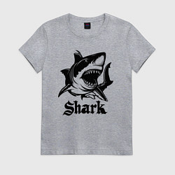 Женская футболка Черная акула с открытой пастью