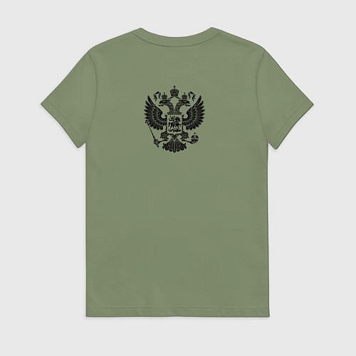 Женская футболка Бури обратятся к славе России Ушаков черный узор / Авокадо – фото 2