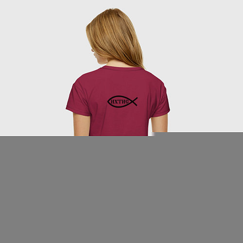 Женская футболка Сохранит душу твою Господь черный орнамент / Маджента – фото 4