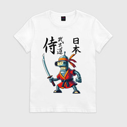 Женская футболка Bender bending robot with katana - samurai