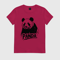 Женская футболка Панда черной краской