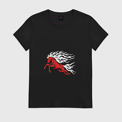 Женская футболка Галоп красного коня