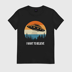 Футболка хлопковая женская Ufo, цвет: черный