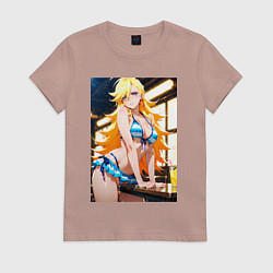 Футболка хлопковая женская Sexy Труська развлекается, цвет: пыльно-розовый