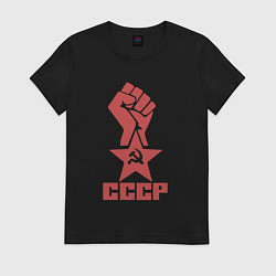 Футболка хлопковая женская Сила СССР, цвет: черный