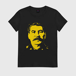 Футболка хлопковая женская Сталин СССР, цвет: черный
