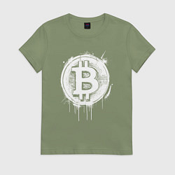 Женская футболка Биткоин в стиле Бэнкси