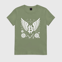 Женская футболка Биткоин с крыльями