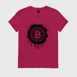 Женская футболка Биткоин в черной красках