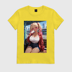 Женская футболка Гяру эротично кушает мороженное