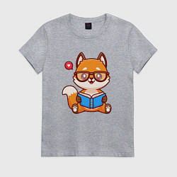 Женская футболка Лисёнок с книгой