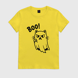 Женская футболка Сердитый котик призрак