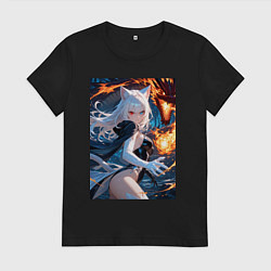 Женская футболка Кошка сражается с драконом