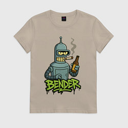 Женская футболка Bender with beer