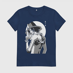 Футболка хлопковая женская One piece Луффи взрослый, цвет: тёмно-синий