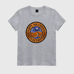 Футболка хлопковая женская Хэллоуин 31 октября, цвет: меланж