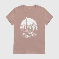 Футболка хлопковая женская Индустриальный рассвет в горах, цвет: пыльно-розовый