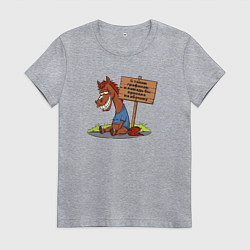 Футболка хлопковая женская Конь уставший, цвет: меланж
