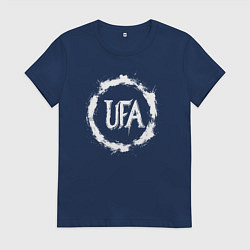 Футболка хлопковая женская Уфа в круге граффити, цвет: тёмно-синий