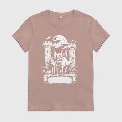 Женская футболка Верблюды под луной у замка Челябинск