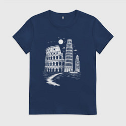 Футболка хлопковая женская Величие Италии, цвет: тёмно-синий