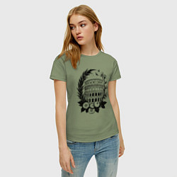 Футболка хлопковая женская Колизей в цвету: аромат Италии, цвет: авокадо — фото 2