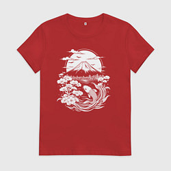 Женская футболка Фудзи и карп кои