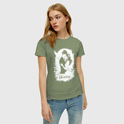 Футболка хлопковая женская Свадьба в стиле аниме, цвет: авокадо — фото 2