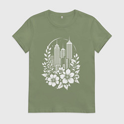 Женская футболка Город в цветах