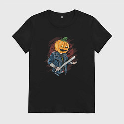 Футболка хлопковая женская Punk pumpkin, цвет: черный