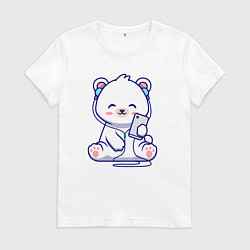 Женская футболка Music white bear
