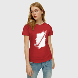 Футболка хлопковая женская Хоккейная клюшка в квадрате, цвет: красный — фото 2