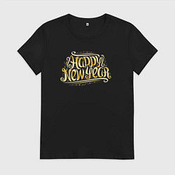 Футболка хлопковая женская New year happy, цвет: черный