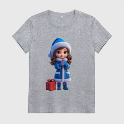 Женская футболка Снегурочка с подарком