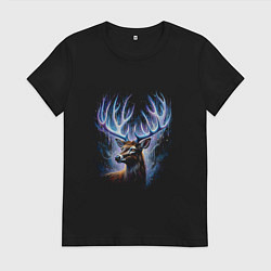 Женская футболка Мистический олень с сияющими рогами