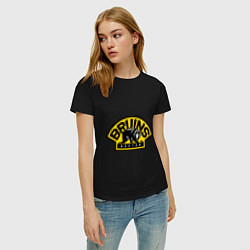 Футболка хлопковая женская HC Boston Bruins Label, цвет: черный — фото 2