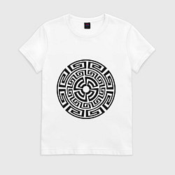 Футболка хлопковая женская Узор круговорот, цвет: белый