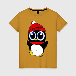 Женская футболка Удивленный пингвинчик