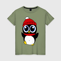 Женская футболка Удивленный пингвинчик