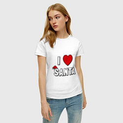 Футболка хлопковая женская I love santa, цвет: белый — фото 2