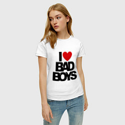 Футболка хлопковая женская I love bad boy, цвет: белый — фото 2