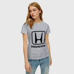 Футболка хлопковая женская Honda logo, цвет: меланж — фото 2