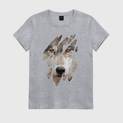Футболка хлопковая женская Волк - моё второе Я, цвет: меланж