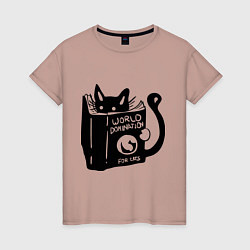 Женская футболка Кот с книгой